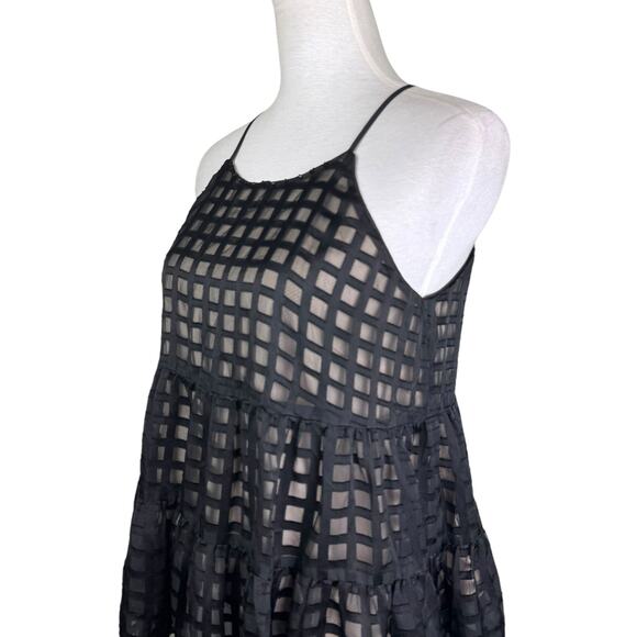 HD In Paris Anthropologie Black Beige Sleeveless Strappy Layered Halter Tank Top - Picture 4 of 11